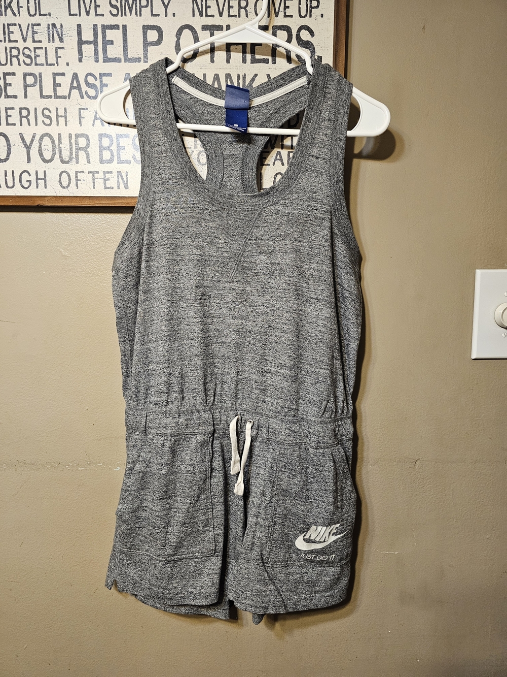 Nike Heather Grey Womens  Sleeveless Romper with Drawstring